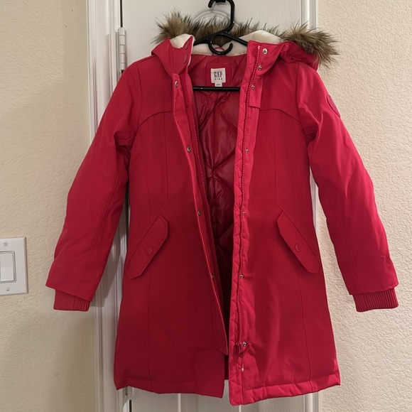 GAP KIDS Warmest down Parka hooded coat water resistant hot pink size Large - Picture 2 of 4